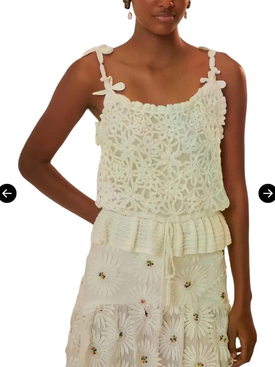 FARM Rio Tops - Farm Rio White Crochet Top